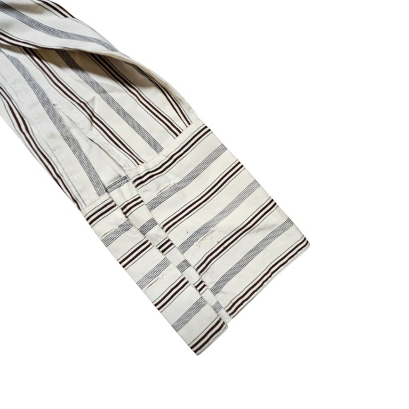 Et Vous Fine Silk Striped Button Up Long Sleeve Top Collared Womens L Slim - Picture 5 of 9